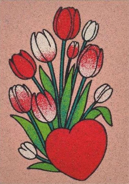Szíves tulipán homokkép
