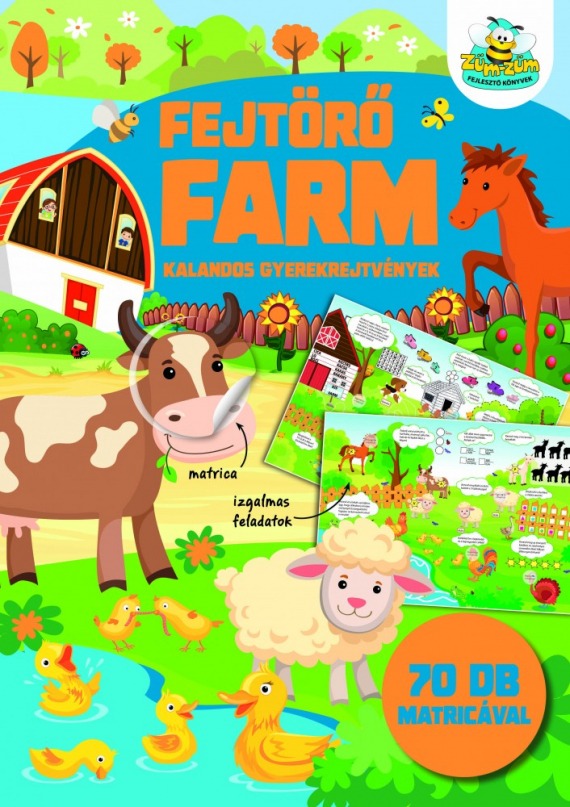 Fejtörő farm - kalandos gyerekrejtvények 70 db matricával 