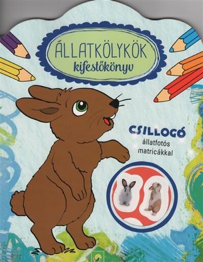 Állatkölykök kifestőkönyv - Csillogó állatfotós matricákkal (nyuszi)