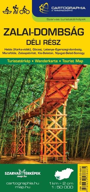 Zalai-dombság déli rész turistatérkép - Hetés ( Kerka-vdék), Göcsej, Letenye-Egerszegi-dombság, Murafölde, Zalaapáti-hát, Nyugat