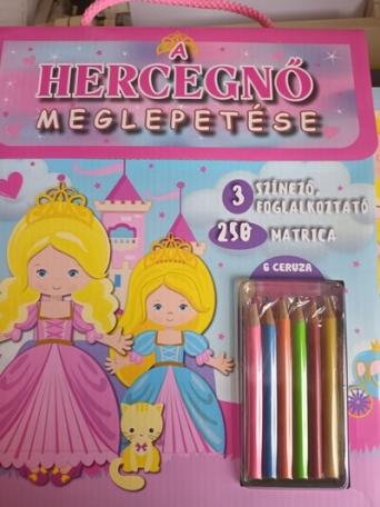 A hercegnő meglepetése - 3 színező,foglalkoztató, 250 matrica,6 ceruza A hercegnő meglepetése - 3 színező,foglalkoztató, 250 matrica,6 ceruza